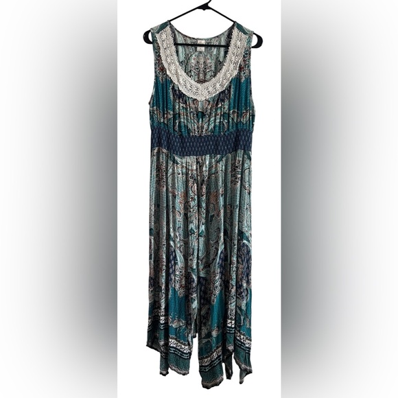 Bila Blue Paisley Fairycore Asymmetrical Cottage Sleeveless Summer Dress Size XL - Picture 5 of 9